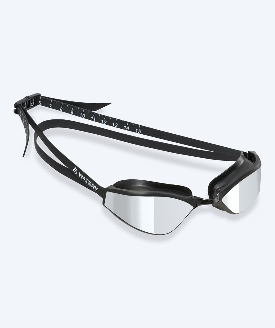 Watery Elite swimming goggles - Storm Racer Mirror - Black/silver