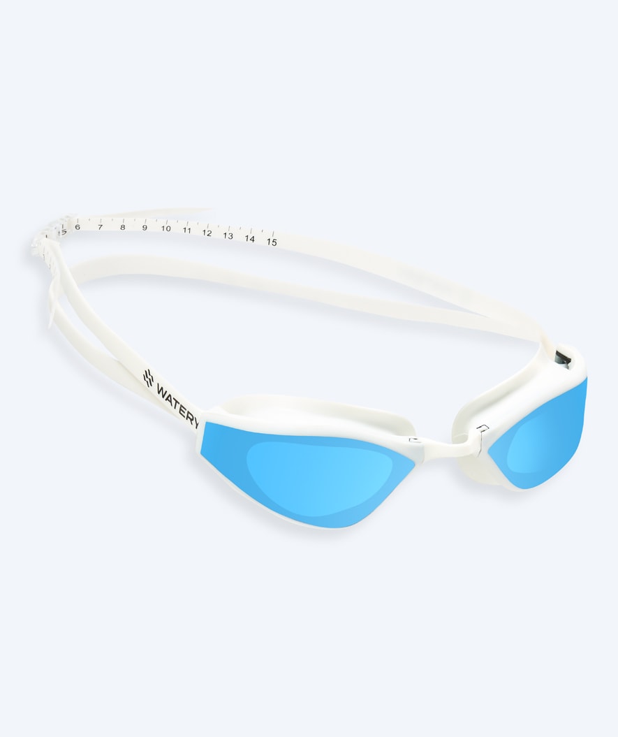 Watery Elite swimming goggles - Storm Racer Mirror - White/blue