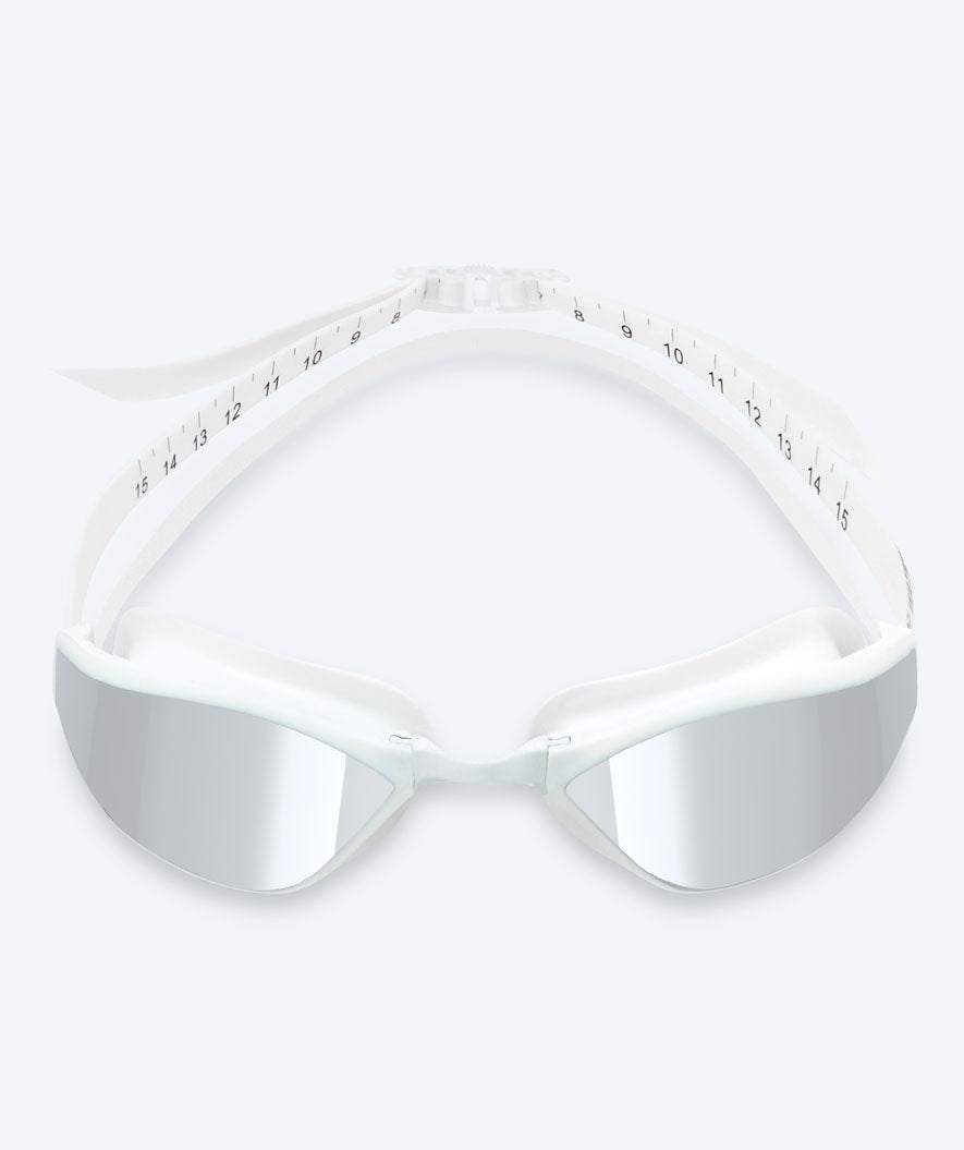 Watery Elite swimming goggles - Storm Racer Mirror - White/silver
