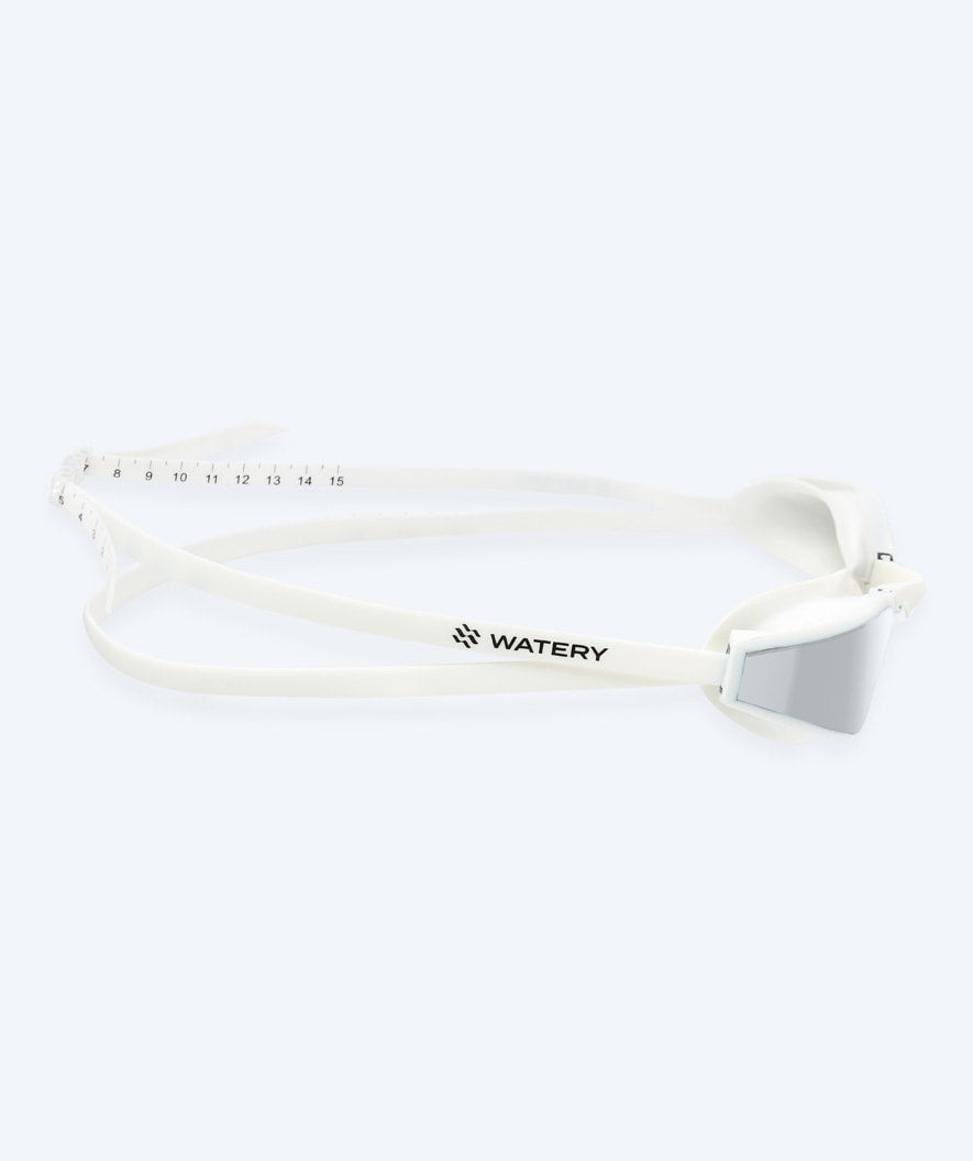 Watery Elite swimming goggles - Storm Racer Mirror - White/silver