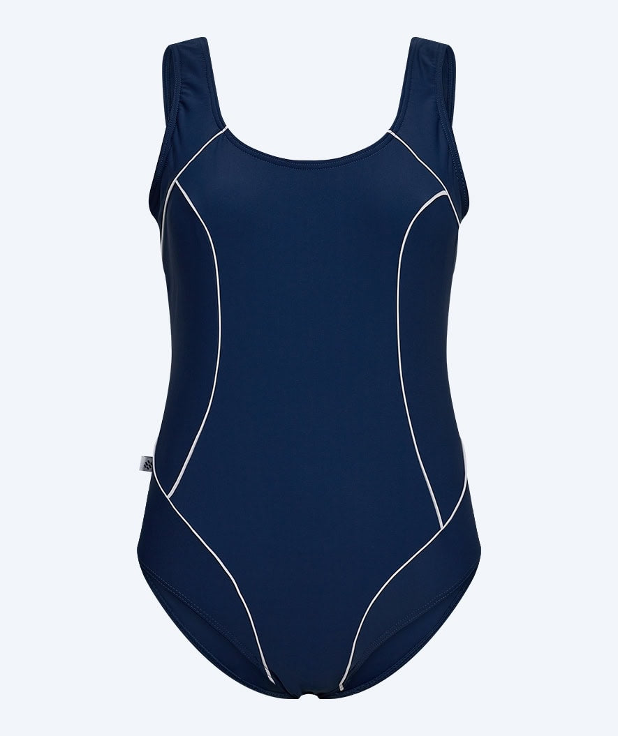 Watery swimsuit in big sizes for women - Tamaya U-Back - Dark blue/white