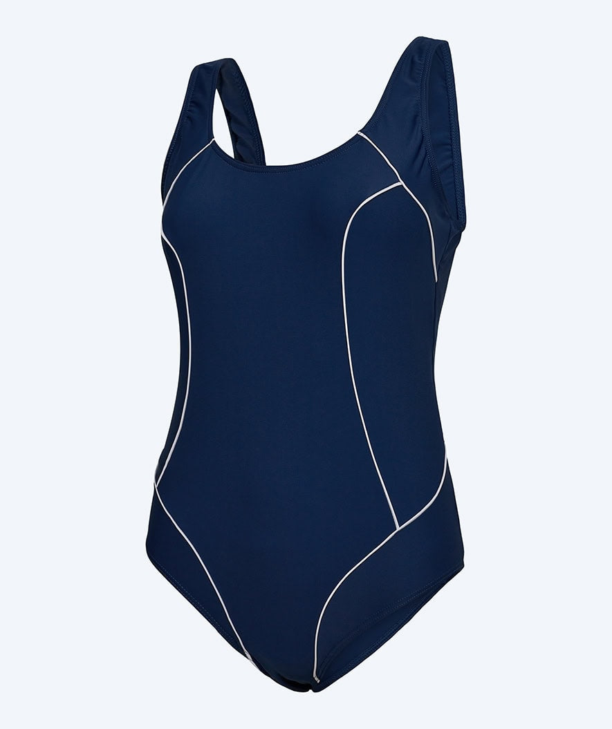 Watery swimsuit in big sizes for women - Tamaya U-Back - Dark blue/white