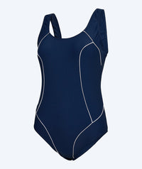 Watery swimsuit in plus size for women - Tamaya U-Back - Dark blue/White