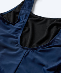 Watery swimsuit in plus size for women - Tamaya U-Back - Dark blue/White