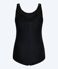 Watery swimsuit plus size for women with flowers - Vale - Black