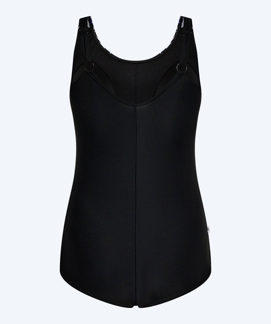 Watery swimsuit plus size for women with flowers - Vale - Black