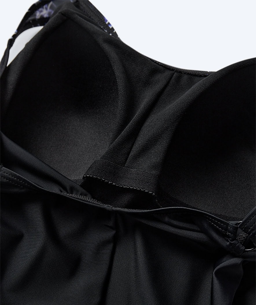 Watery swimsuit plus size for women with flowers - Vale - Black
