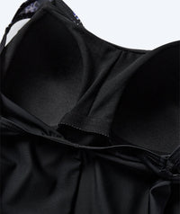 Watery swimsuit plus size for women with flowers - Vale - Black