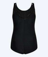 Watery swimsuit plus size for women with flowers - Vale - Black/blue