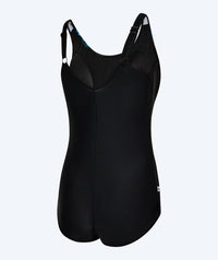Watery swimsuit plus size for women with flowers - Vale - Black/blue