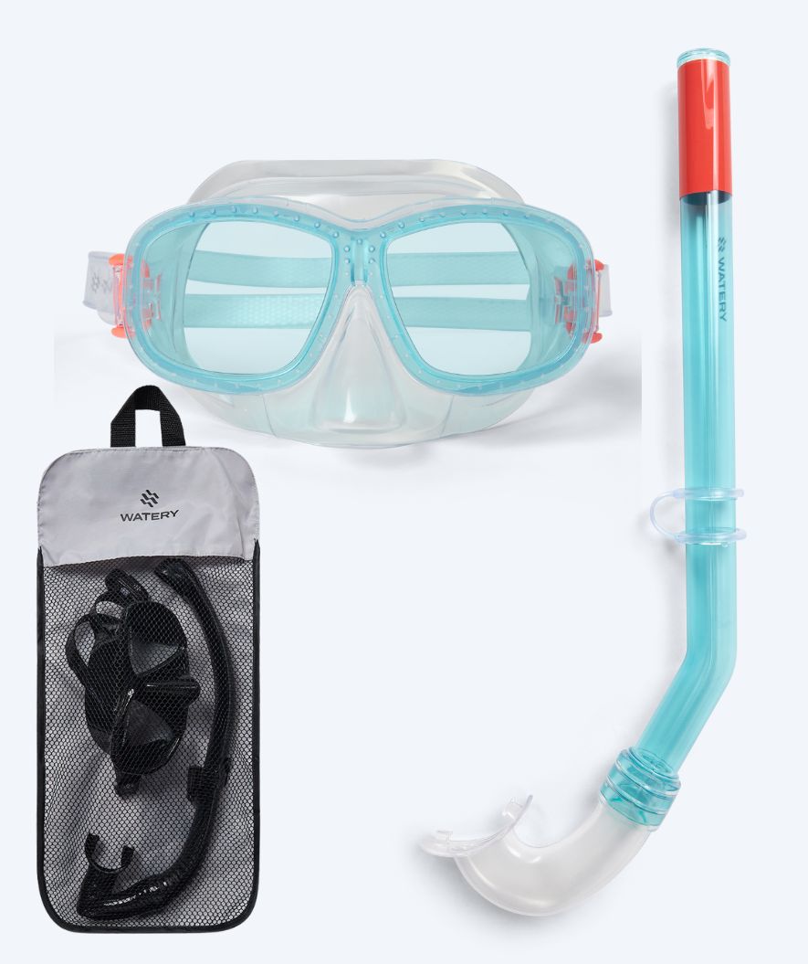 Watery Combo snorkel set for kids (4-10) - Wyre - White/blue