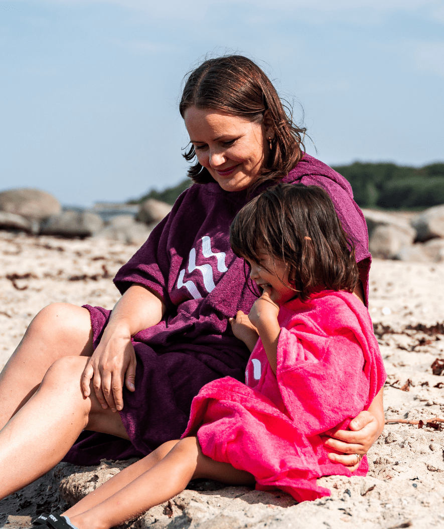 Watery bathing poncho for kids (1-6) - Cotton - Pink
