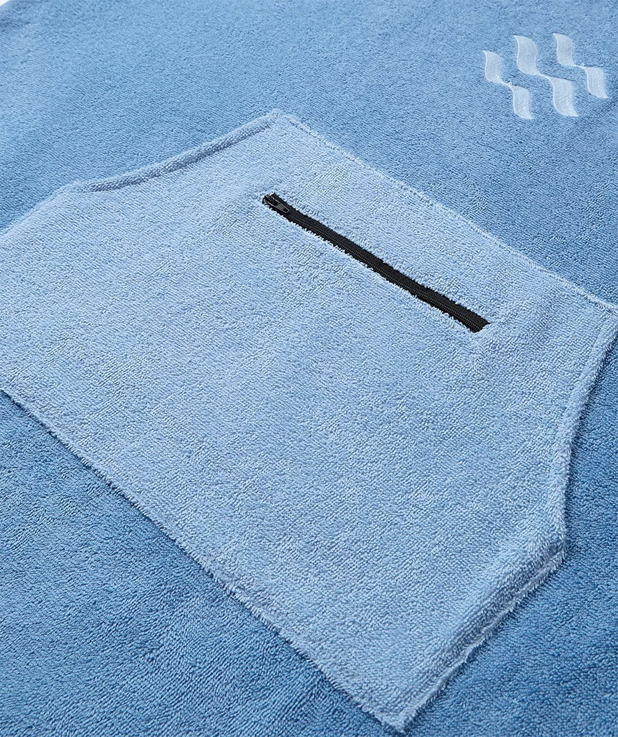 Watery bathing poncho for adults - Cotton - Atlantic Blue