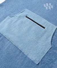 Watery bathing poncho for junior (6-15) - Cotton - Atlantic Blue