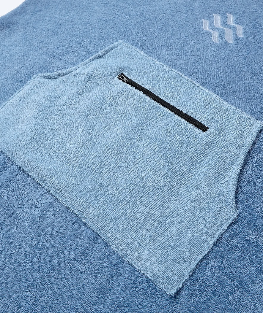 Watery bathing poncho for junior (6-15) - Cotton - Atlantic Blue