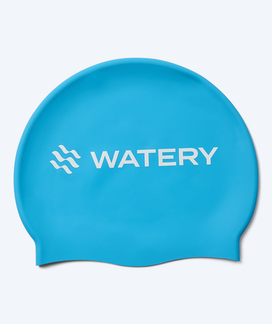 Watery swimming cap for kids (3-10) - Signature - Light blue