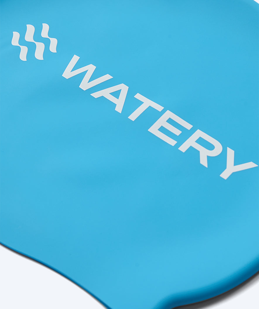Watery swimming cap for kids (3-10) - Signature - Light blue