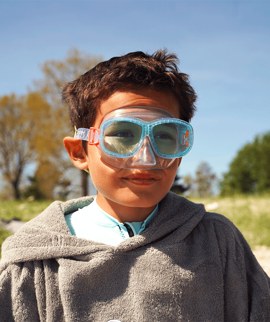 Watery Combo snorkel set for kids (4-10) - Wyre - White/blue