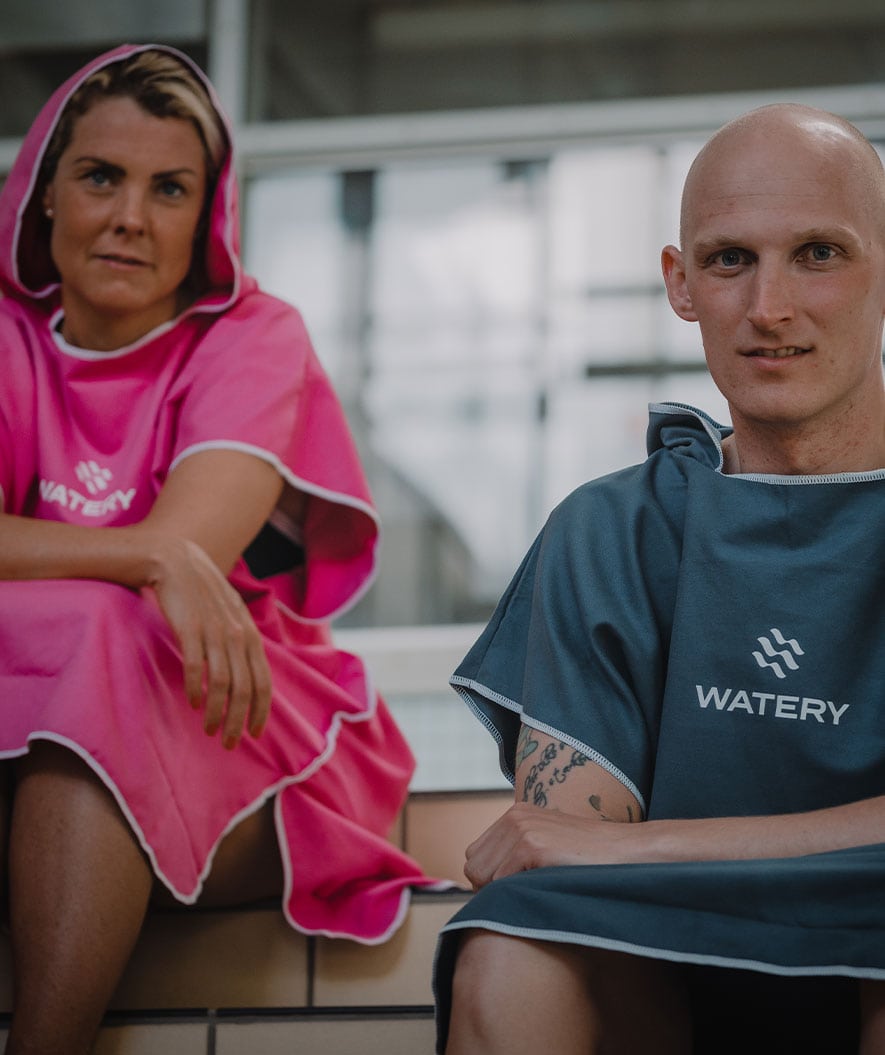 Watery bathing poncho for adults - Microfiber - Black