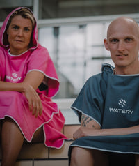 Watery bathing poncho for adults - Microfiber - Pink