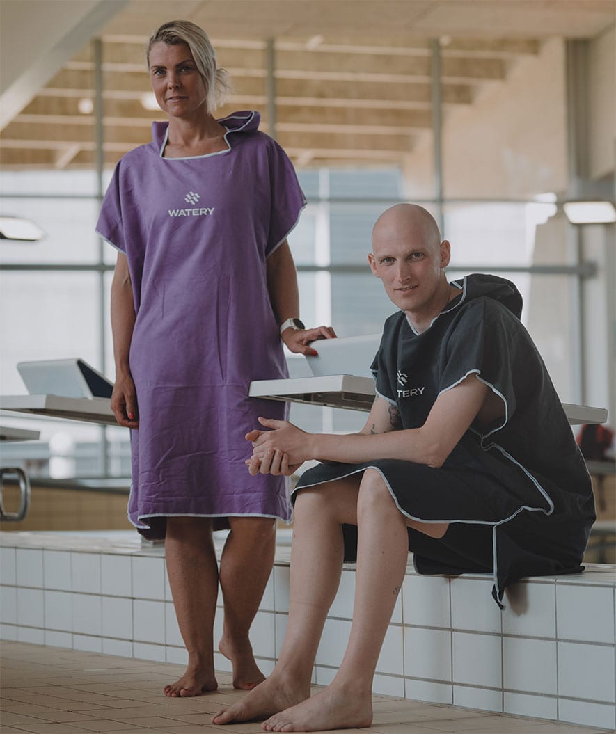 Watery bathing poncho for adults - Microfiber - Pink