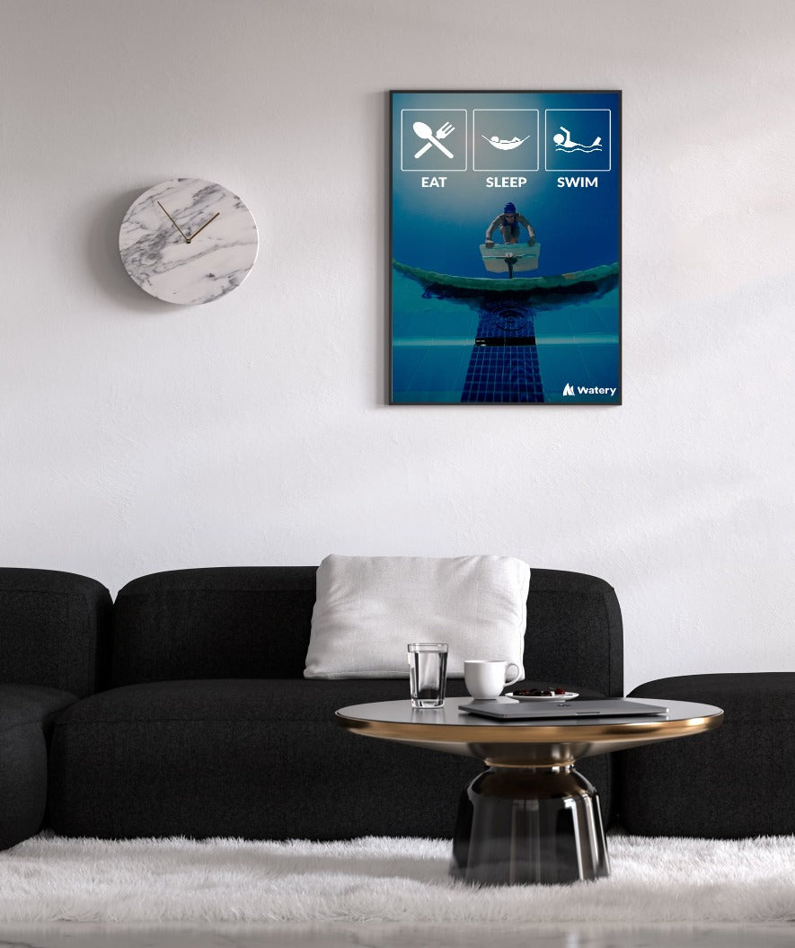 Eat - Sleep - Swim - Svømmeplakater -  Watery.dk