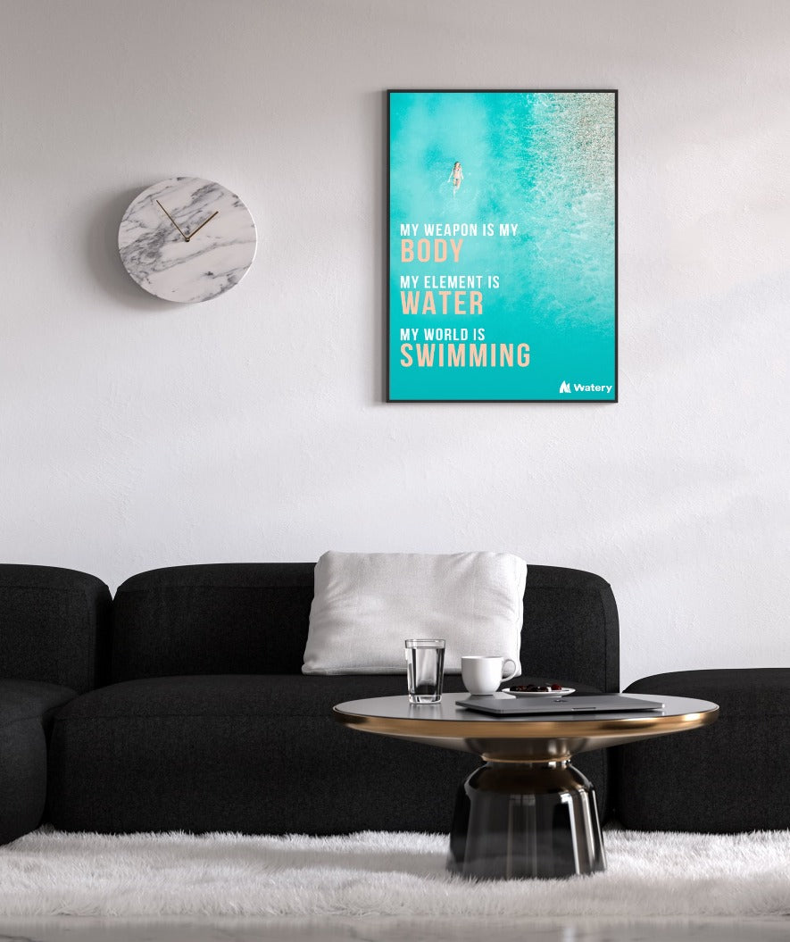 Watery swim poster - My World is Swimming