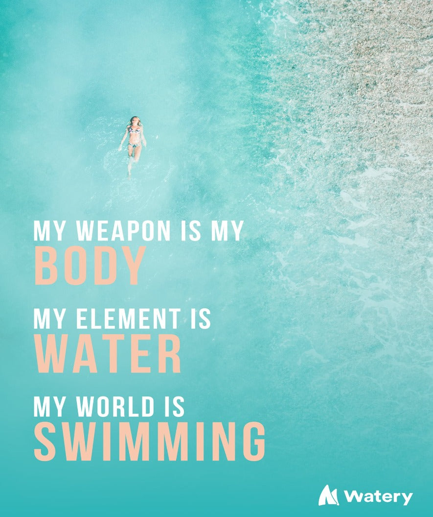 My World is Swimming - Lyseblå - Svømmeplakater -  Watery.dk
