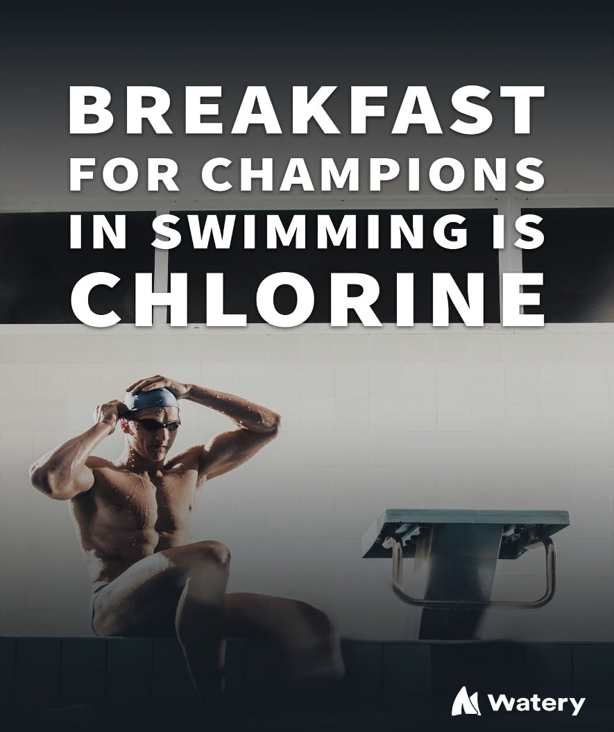 Watery swim poster - Breakfast for swimming champions is chlorine