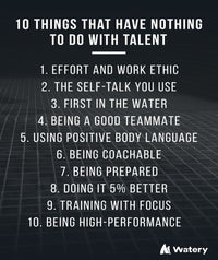 Watery swim poster - 10 things that have nothing to do with talent - B2