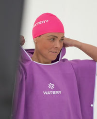 Watery bathing poncho for adults - Microfiber - Purple