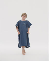 Watery bathing poncho for junior (6-15) - Microfiber - Dark blue