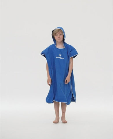 Watery bathing poncho for junior (6-15) - Microfiber - Royal Blue