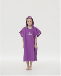 Watery bathing poncho for junior (6-15) - Microfiber - Purple