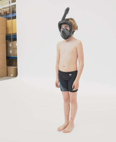 Watery full face diving mask for kids - Oxygen - Black