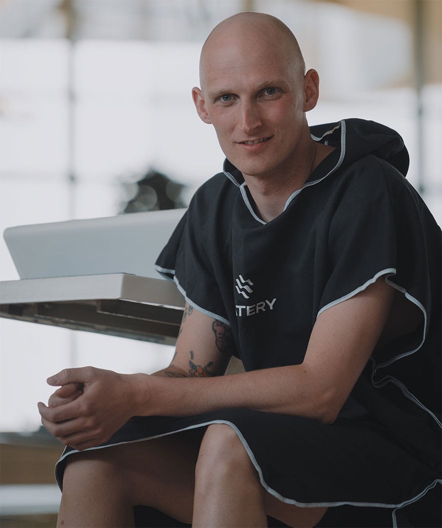 Watery bathing poncho for adults - Microfiber - Black