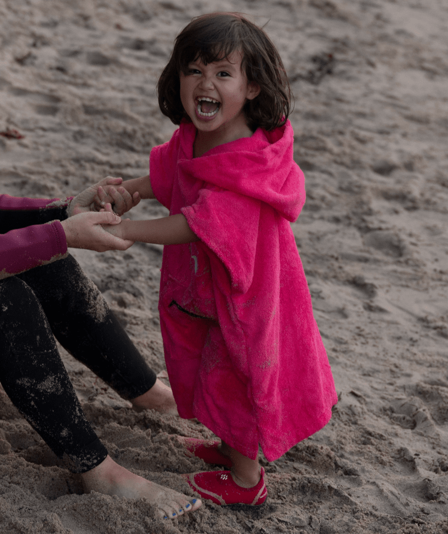 Watery bathing poncho for kids (1-6) - Cotton - Pink