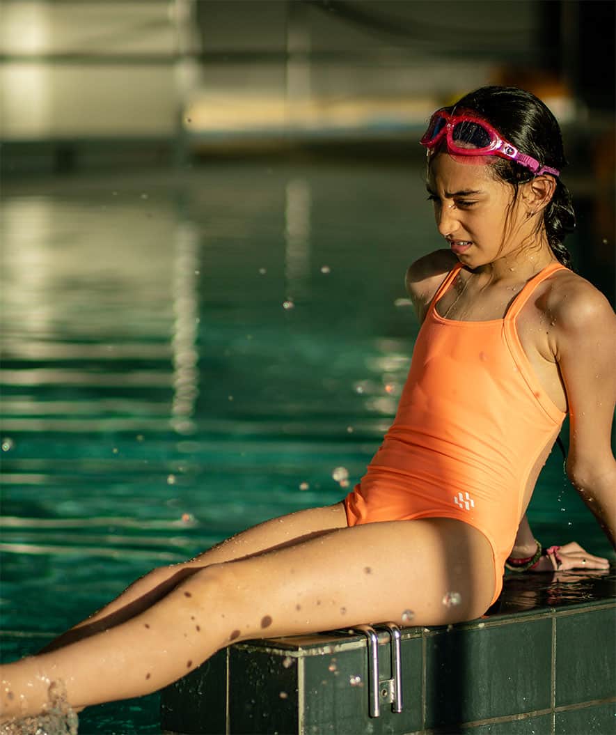 Watery swimsuit for girls - Freestyler Solid - Coral