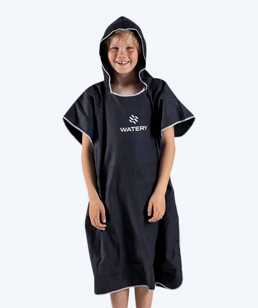 Watery bathing poncho for junior (6-15) - Microfiber - Black