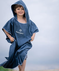 Watery bathing poncho for junior (6-15) - Microfiber - Dark blue