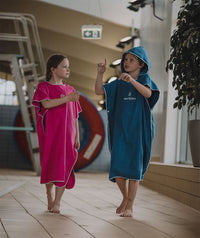 Watery bathing poncho for junior (6-15) - Microfiber - Royal Blue
