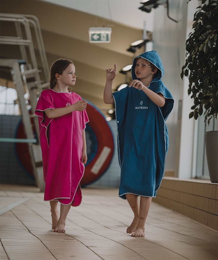 Watery bathing poncho for junior (6-15) - Microfiber - Royal Blue
